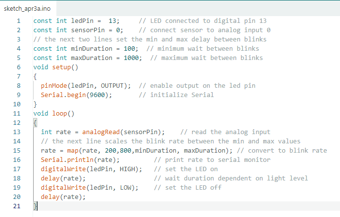 Screenshot of Arduino IDE sketch
